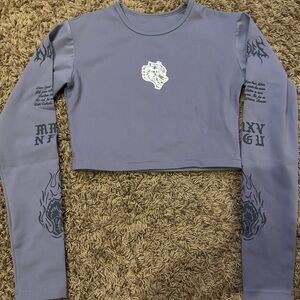 Darc Sport Blue Graphic Long Sleeve Crop Top